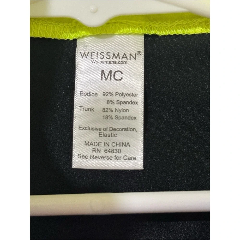 Weissman Black Sequin Neon Yellow Mock Neck Dance Leotard Girls Size MC